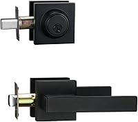 NCSEN Matt Black Front Door Lockset with Keyed Deadbolt & Passage Handles - Heavy Duty Exterior Entry Lock