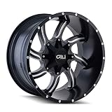 CALI OFF-ROAD TWISTED (9102) SATIN BLACK/MILLED SPOKES: 22x12 Wheel Size; 8-180 Lug Pattern, 124.1mm Bore, 44mm Offset.