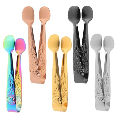 OFFSCH Elegant Rose Pattern Mini Tongs Stainless Steel Food Tongs for Ice Sugar Cookies Serving