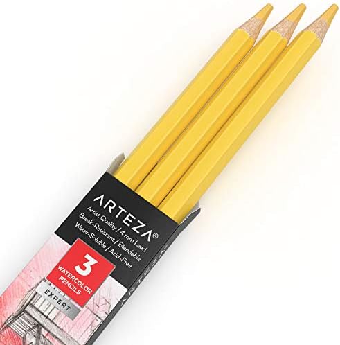 ARTEZA Professional Watercolour Pencils, Pack of 3, A154 Koala Gray, Water-Soluble Pencils for Colouring, Blending, Layering & Watercolour Techniques