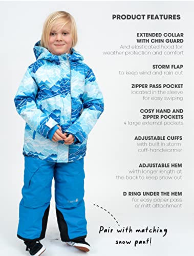 Therm Kids Winter Coat - Girls & Boys Rain Jacket With Comfortable Hoodie & Zipper Pockets - Windproof & Waterproof Protective Ski Jacket For Toddlers – (Ice Mountain Blue - 10) #TOP2