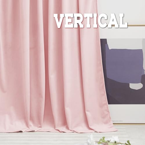 Image of RYB HOME Baby Pink Velvet Curtains for Girls Bedroom Nursery 90 inches | Thermal Insulated, UV Privacy Blocking, Energy Efficient, Noise Reducing, Back Tab, Guest Room Office, W 52 x L 90, 2 Panels