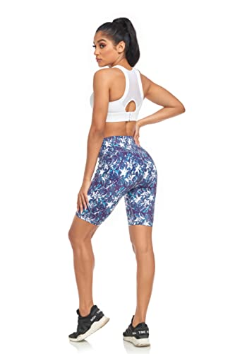 Raypose Athletic Workout Shorts For Women Summer High Waist Gym Biker Short Leggings With Pockets Plus Size Hiking Lounge 8" Purple Abstract-L #TOP5