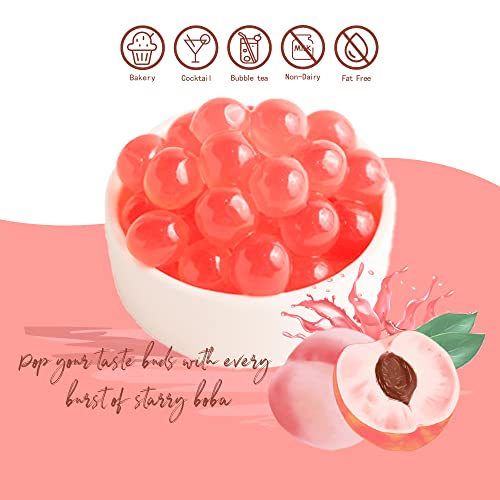 POP'N BOBA Peach Popping Boba for Bubble Tea (1.2kg), Bursting Pearls Bubble, for Shakes, Dessert Topping, Smoothie and Cocktails