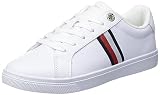 Tommy Hilfiger Mujer Sneaker con suela cupsole Essential Stripes Court Zapatillas, Blanco (White), 39 EU