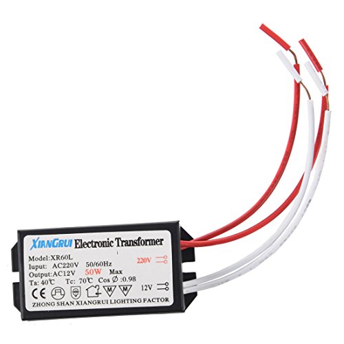 Zunedhys Trasformatore Elettronico 220 V - 12 V, 50 W, CE, Per Illuminazione Alogena