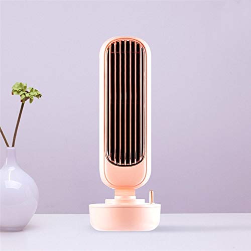 DE Retro Luftbefeuchtung Turm-Ventilator USB Leafless Ventilator-Wasser-Kühlspray Luftbefeuchtung Desktop-Lüfter Kühler (Farbe : Rosa)