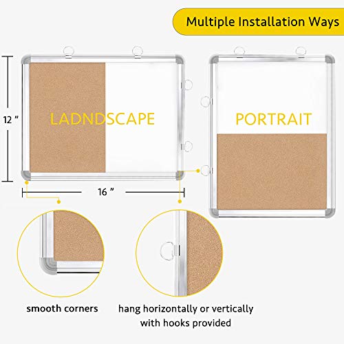 3-In-1 Combination Magnetic Calendar Whiteboard & Corkboard Combo,Ncozwo 12" X 16" Hanging Whiteboard With 5 Markers And 1 Magnetic Dry Eraser,Portable Board For Drawing & Planning #TOP6