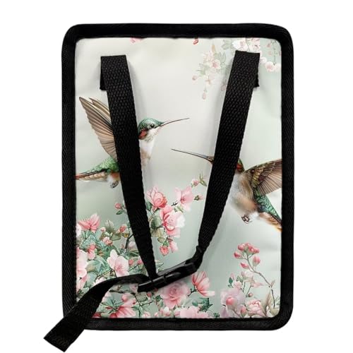 Image of Talayituse Hummingbird Floral Print Car Trash Can with Lid, Leak Proof Auto Trash Bag Hanging Vehicle Garbage Can Multipurpose Storage Container for Back Seat Road Trip