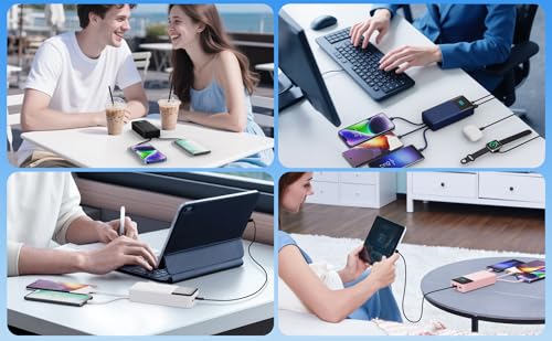 Image of Portable Charger 70800mAh Power Bank with 3 Built in Cables,25W PD QC4.0 Fast Charging USB C Battery Pack,6 Outputs 2 Inputs LCD Display Portable Phone Charger for iPhone 17 /16 /15 /14,Google,Android