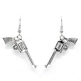 Large 6 Shooter – Pistol/Gun – Revolver – 35x16mm - Silver alloy charm dangle earrings. Choose the hypoallergenic Stainless Steel or Silver Plated backings you prefer.