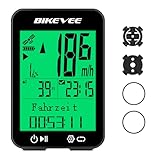 Bikevee Fahrradcomputer GPS Kabellos Tacho Fahrrad IPX7 Wasserdicht 2,4 Zoll Display mit Temperatur Steigung Höhe Auto Start Stopp KMH MPH 9 Sprachen （Schwarz）