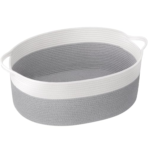 Image of Goodpick Large Woven Rope Basket for Gifts Empty, 19.7 inchx 11 inchx 7.9 inch, Grey