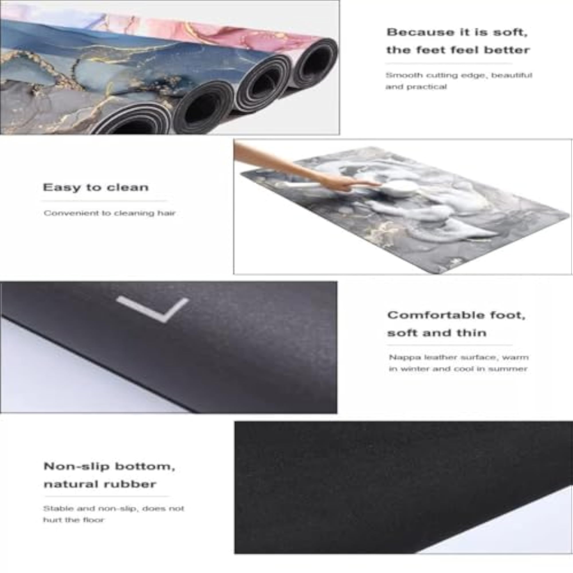 Marble Print Diatomite Stone Bath Mat, Quick Drying Rug