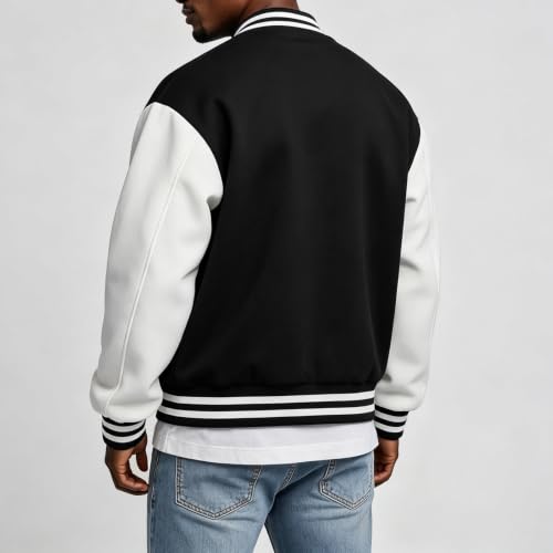 Varsity Jacket for Men Baseball Fleece Button Down Sweaters Cardigan - image 5