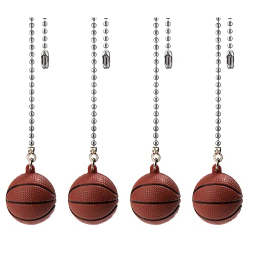 BO0HAO 4 Pack Ceiling Fan Pull Chain Baseball Ceiling Fan Pull Chains Ornaments Extension Basketball Light Pull Chains for ceiling fans Lights Lamp (Basketball Style)