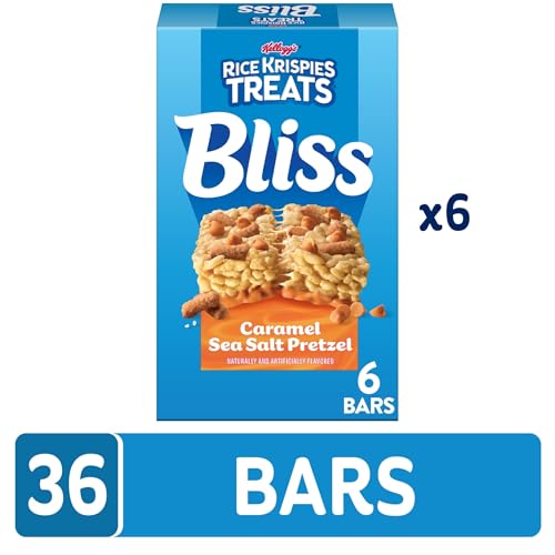 Rice Krispies Treats Bliss Crispy Marshmallow Squares, Snack Bars, Caramel Sea Salt Pretzel (6 Boxes, 36 Bars)