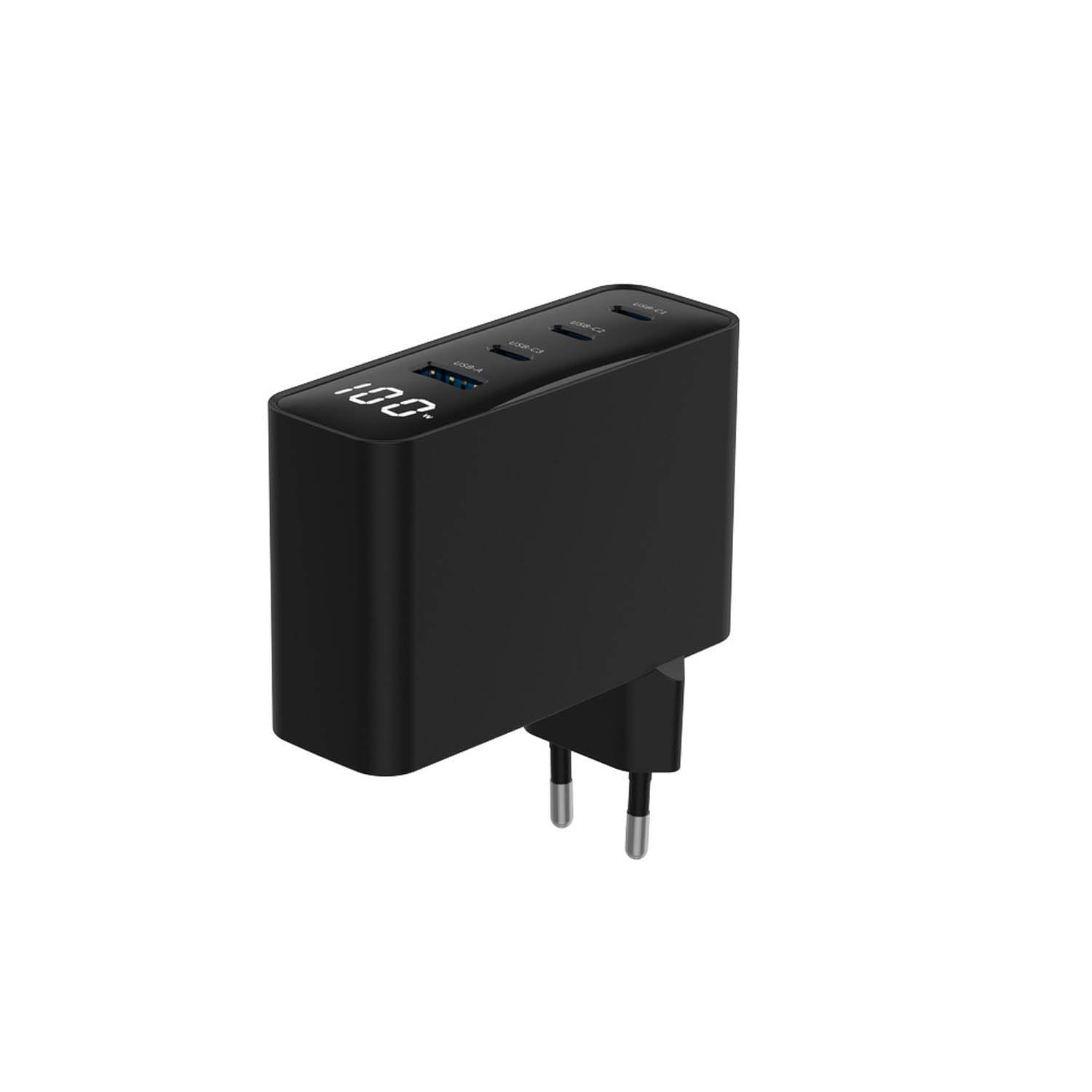 CARGADOR RAPIDO GEMBIRD USB GAN DE 4 PUERTOS 100 W LCD NEGRO