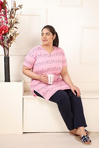 Image of In Love Women's Cotton Plus Size Longline T-Shirt Half Sleeve with Pockets | Cotton fabric - soft longline T-shirt with easy plus-size fit