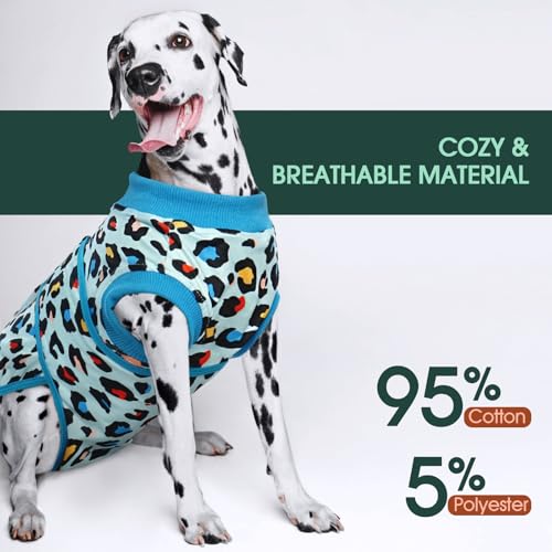 Image of Kuoser Dog Recovery Suit for Dogs After Surgery,Professional Surgical Onesie for Female Male Dogs Spay Neuter,Soft Dog Surgery Suit Bodysuit for Abdominal Wounds Skin Disease,Blue Leopard XL