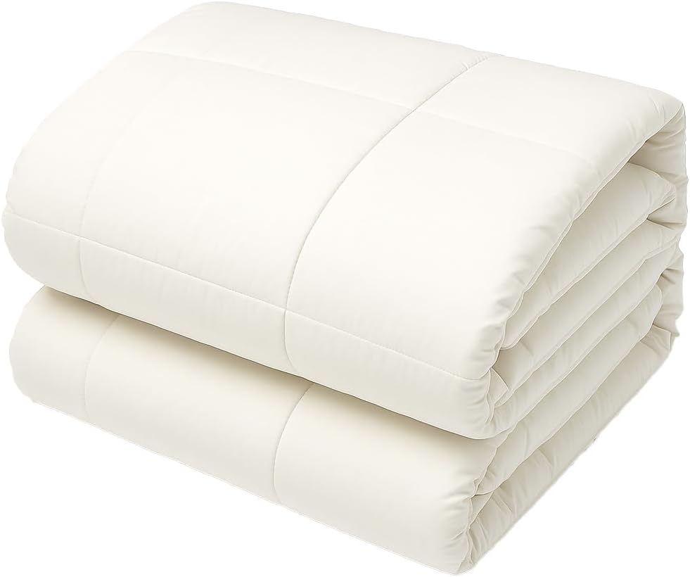 ORGANIC TEXTILES 100% All-Natural Australian Wool Bed Comforter with Organic Cotton Cover (King Size, Regular Fill), Temperature Regulation, Skin Sensitive, Luxurious Soft Feel, Machine Washable