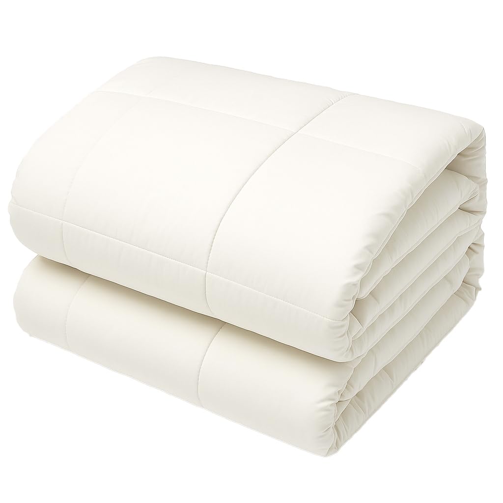 ORGANIC TEXTILES 100% All-Natural Australian Wool Bed Comforter with Organic Cotton Cover (King Size, Regular Fill), Temperature Regulation, Skin Sensitive, Luxurious Soft Feel, Machine Washable