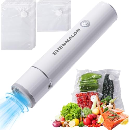 Handheld Vacuum Sealer for food preservation and preservation，Convenient and rechargeable, with easy one-click operation.1 Vacuum Sealer + 30 Food Reusable Bags
