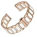 18mm Luxury Ceramic Link Watch Strap Replacement in Two Tone Rose Gold and White Solid Stainless Steel