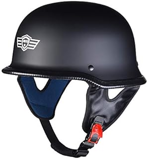 AHR German Style Motorcycle Half Helmet for Bike Cruiser Scooter Chopper Half Skull Cap Helmet Half Helmet for Men Women DOT Approved Run-G (Matte Black, M)