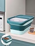 Zawaer Hundefutter Aufbewahrung, Pet Food Container 5kg,Trockenfutter BehäLter, Hundefutterbox, Futterbehälter für Haustiere Faltbar mit Deckel Löffel Messbecher (Grün)