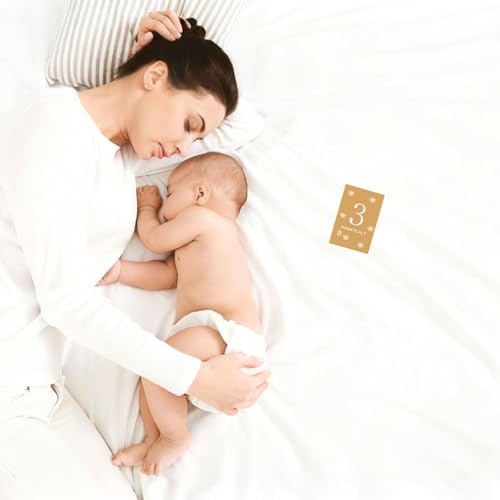 muahmuah Meilensteinkarten Baby – 12 Karten im Boho Stil, Geschenk zur Geburt & Babyparty für Jungen & Mädchen, Neugeborenen Meilenstein Karten Set
