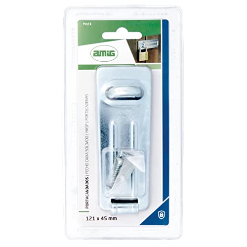 Image of Amig - Hasp Holder with Hinge System - Heavy Duty Padlock Lock - Buckle or Latch for Padlock - Steel and zinc Plated Finish - Silver - 1185 x 45mm