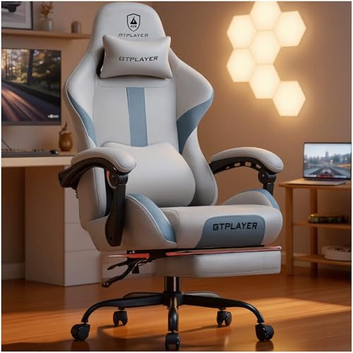 GTPLAYER Gaming Chair with Foot Rest & Pocket Spring Cushion,