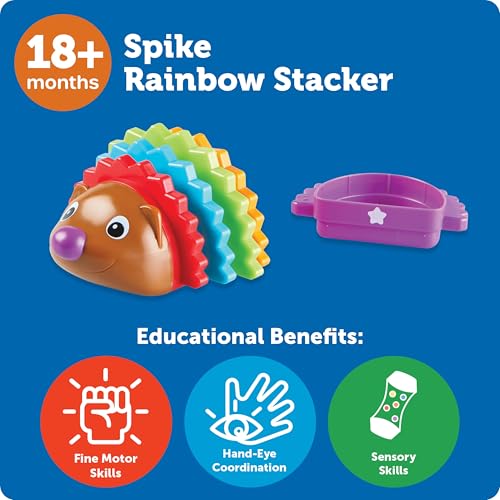 Image of Learning Resources Spike the Fine Motor Hedgehog Rainbow Stacking Shapes - 18 Months and Up