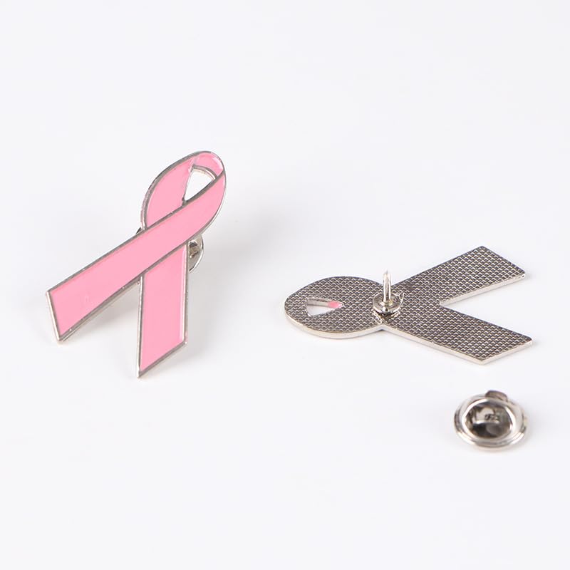 Image of Pink Ribbon Brooch Pins for Breast Cancer Awareness, Breast Cancer Awareness Lapel Pin for Women Memorial Jewelry, Charity Events, Encouragement Gift