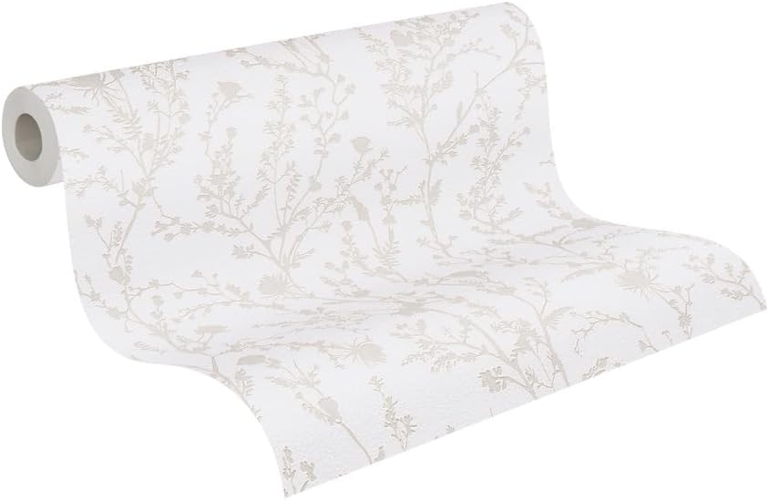 A.S. Création Floral Light Grey White Wallpaper 395462 High-Quality Non-Woven Wallpaper for Bedroom 10.05 m x 0.53 m Made in Germany