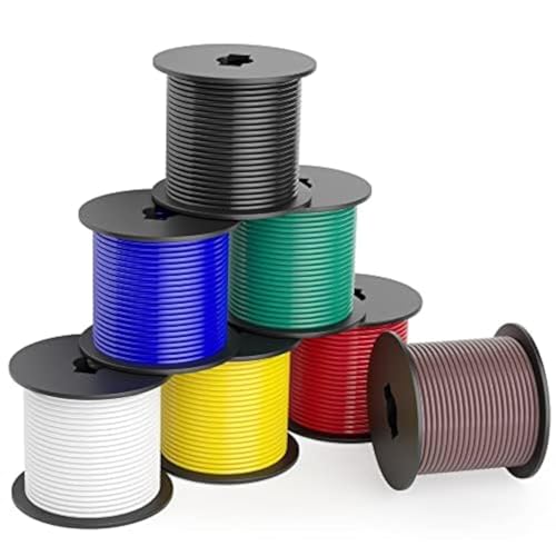 100Ft 7X Rolls Trailer Wiring Harness Kit Enough14 Gauge Automotive Primary Wire Spools RV Standard Low Voltage CCA for RV Camper Towing Wiring Car Stereo Audio Hookup Wiring 12V (700FT Total)