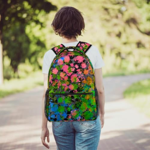 Mochila casual multicolor con estampado floral para notebook y libros de texto escolares 6