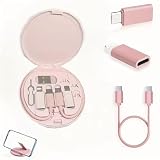 Multi USB Charger Adapter Kit, USB C to iOS Device/Type C/Micro/USB A Adapter Data Transfer Contains Card Slot Phone Holder (Pink)