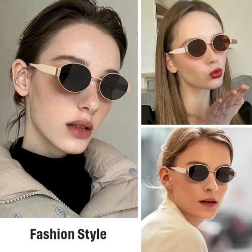 Retro Oval Sunglasses - Sunglasses for women,Fashion Sunglasses,Classic Shades UV400 Protection, 2 Pack Sunglasses3