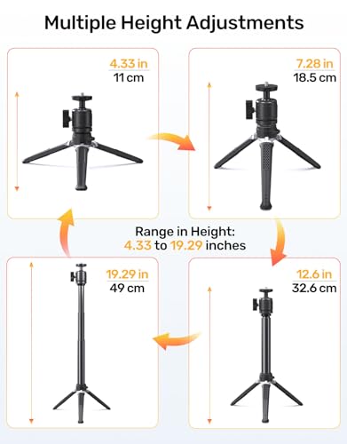 image for jidinung Webcam Tripod Stand for Desk, 3 Level Extendable Camera Tripo