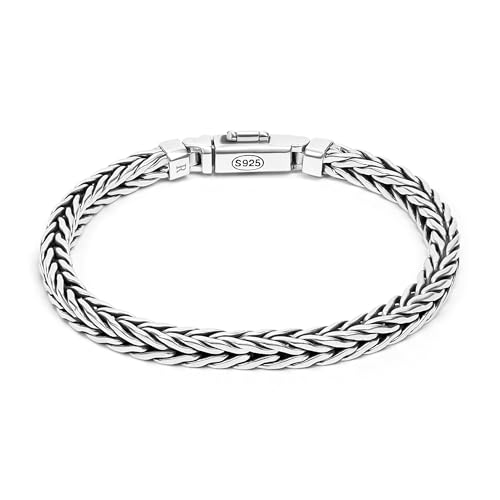 925 Sterling Silver Handmade Braided Bracelet For Men Crein2