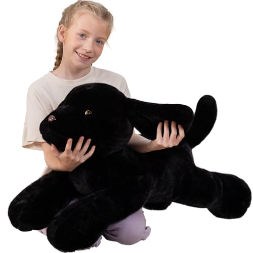 Image of BENINY Giant Black Lab Stuffed Animal 31.5 Inch, Big Realistic Stuffed Labrador Dog Plush Toy, Puppy Throw Pillow Gift for Kids