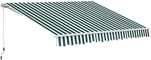 HOMCOM 3.5 x 2.5m Garden Patio Manual Awning Canopy Sun Shade Shelter with New Winding Handle - Green/White