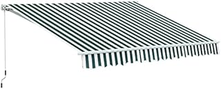 HOMCOM 3.5 x 2.5m Garden Patio Manual Awning Canopy Sun Shade Shelter with New Winding Handle - Green/White