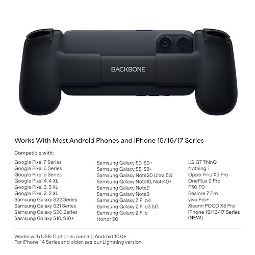 Image of BACKBONE One Mobile Gaming Controller, USB-C, 2nd Gen | For Android & iPhone 15 /16 /17, 2nd Gen, Play Xbox, Fortnite, Call of Duty, & More