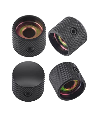 Rubatone Metal Guitar Knobs Dome Control Knobs With Black Knurled Barrels 6Mm Split Shafts For Telecaster Stratocaster Electric Guitar Or Bass Guitar Set Of 4Pcs. #TOP14