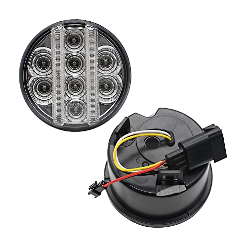 Image of for JK Front Turn Signal LED Lights Running Lamps Compatible with Wrangler JK JKU 2007-2018,White Vertical LED Bar as Daytime Running Lights,Amber Yellow LED as Turn Signal Lights(Clear Lens)