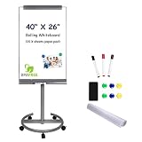 TSJ OFFICE Mobile Standing Whiteboard - 40 x 26 Inches Dry Erase White Board Tripod Whiteboard with