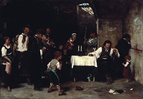 Pintura en lienzo vintage Celda Condenada I de Munkácsy, cuadro decorativo de 60x90cm